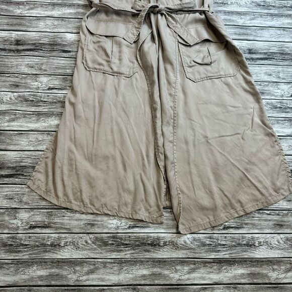 GAP Women's Open Front Safari Wrap Dress M Med Medium Tan Light Brown Khaki Tie - Picture 9 of 16